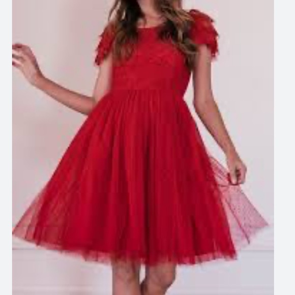 JessaKae Elegant Lace With Tulle Red Midi Dress Size XS - Picture 1 of 17